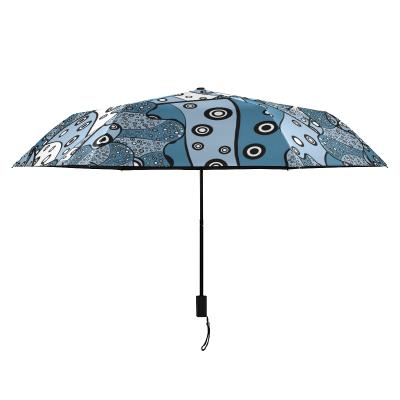 China Custom Folding Fancy Strong Windproof Logo Outdoor 3 UV Protect Designer Automatic Umbrella For Travel for sale