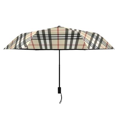 China Promotional Luxury Cheap Windproof Anti UV Manual Umbrella Strong Windproof 3 Floding With Logo Print for sale