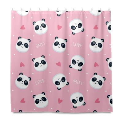 China Viable Custom Printing Polyester Waterproof Bathroom Shower Curtain Fixed Cute Cartoon Cheap Price for sale