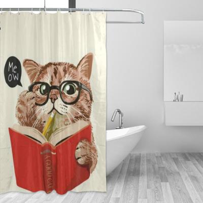 China Low Moq Viable Printed Shower Curtain Hooks Accept Custom Design Color Cat Serape Shower Curtain for sale