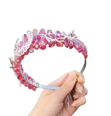 China 2022 Amazon Hot Selling Amazon Hot Business Wear Natural Crystal Headband Rainbow Headband Bride Bride Headdress Party Hair Accessories for sale