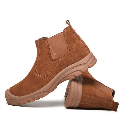 China Cowhide Suede Toe Welder Protective Steel Toe Men's Steel Toe Work Shoes Without Lace Work Protective Shoes for sale