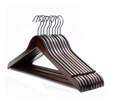 China Art Decor Hot Sale 2021 High-grade Wooden Suit Hangers Clothes Coat Hangers Hotel Luxury Wooden Custom Made Wooden Suit Hanger for sale