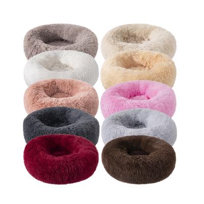 China Sustainable 2021Amazon Cat Pet Beds Washable Plush Fluffy Faux Fur Cushion Around Sofa Luxury Dog Bed Eco Friendly for sale