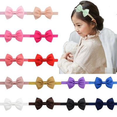 China Amazon Hot Sale Baby Toddler Girls Cotton Canvas Fabric Bow Headband Soft Baby Head Band Kids Ties Headwear Product for sale