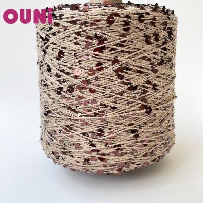 China Love all in Russia common traditional people like fancy yarn for hand knitting 3MM+6MM sequin yarn 100% cotton for sequin fabric for sale