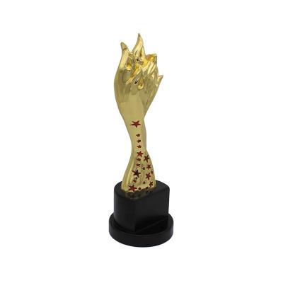 China Wholesale Europe Star Trophy Gold Metal Trophies Flame To Shape Trophy Torch Award for sale