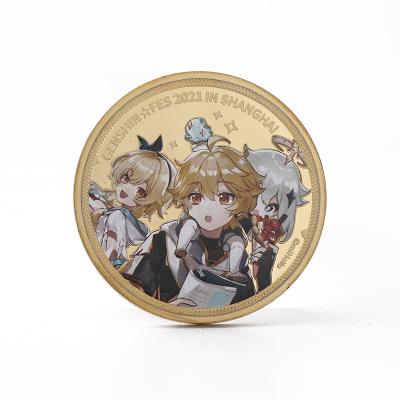 China Europe Metal Anime Game Genshin Impact Cosplay Props Mora 24k Gold Coin for sale