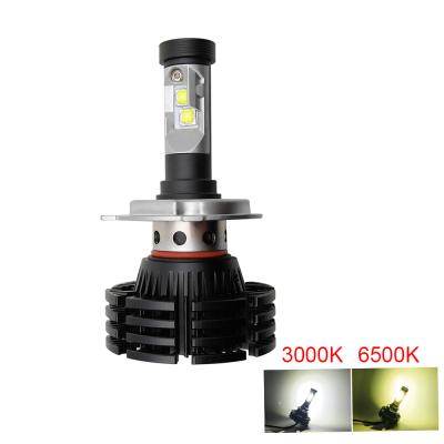 China 12000 Lumen X4 Color Super Bright Diecast Aluminum Housing H7 H11 H1 9005 H4 Double Amber Led Headlights For Car for sale