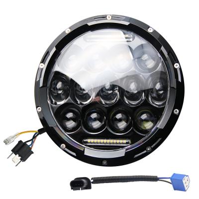 China Automobile Hot Sale Dual Color H4 12v 105w 7inch Auto Motorcycle Car Drl Led Round Led Headlight for sale