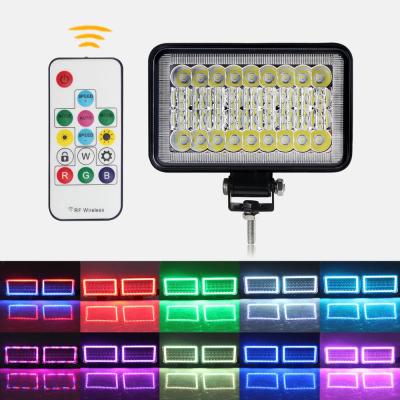 China Die casting aluminum alloy housing auto square led h4 rgb led headlight trucks 24w light 4x6 head colorful waterproof