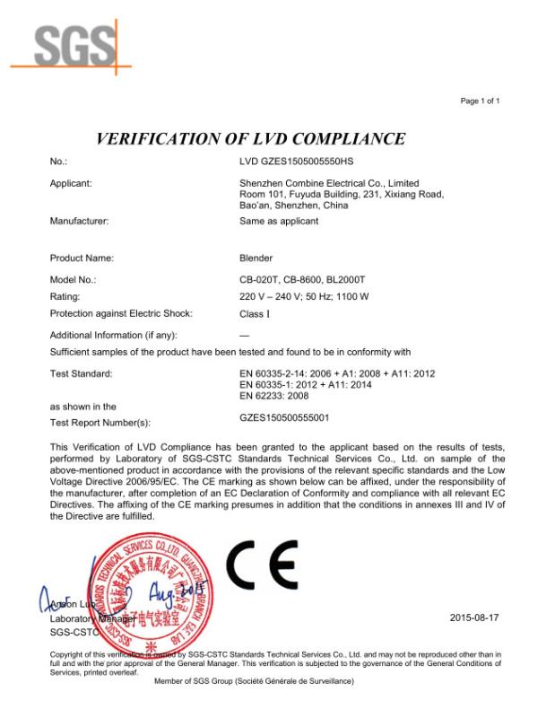 CE - Shenzhen Combine Electrical Co., Limited