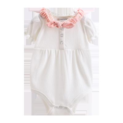 China 2022 Hot Selling Cotton Customized First Time One-piece Soft Fresh Newborn Solid Color Baby Small Suit for sale