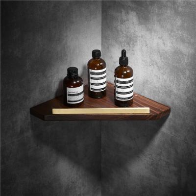 China Wall Mounted Type Nordic Luxury Triangle Shelf Indoor Corner Walnut Solid Wood Rustproof Wall Mounted Shelf for sale