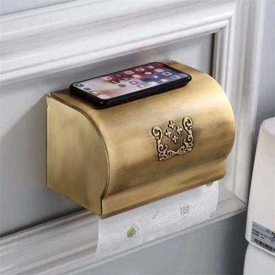 China Wholesale Modern La Gold Ivory White Antique Tissue Box Waterproof Bathroom Accessories Roll Paper Box for sale