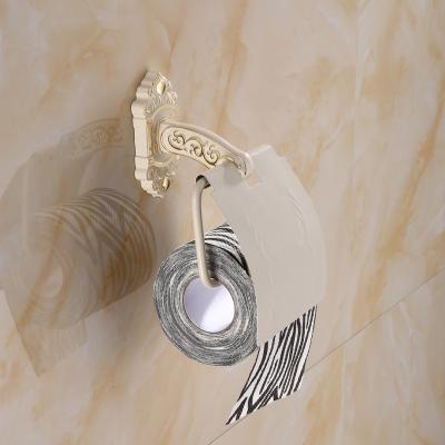 China New Design Modern Bathroom Accessories Aluminum Ivory White Toilet Paper Holder Sustainable Use Pull Gold Roll Paper Holder for sale