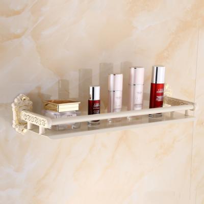 China Wall Mounted Type La Wholesale Hot Sale Ivory White Gold Bathroom Accessories Cosmetic European Single Layer Rack for sale