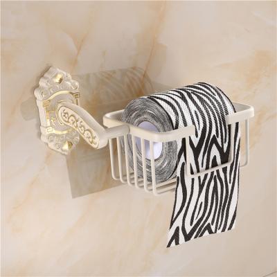 China Modern Aluminum Multifunctional Space Tissue Basket Wall Mounted Bathroom Soap Tissue Holder for sale