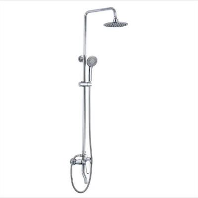 China With Sliding Bar Wholesale Bathroom Hose Tub Shower Faucet Set Hot And Cold Chrome Plated Wall Mounted Brass Shower Mixer Tap for sale