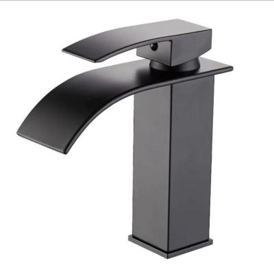 China Metered Faucets Wholesale Bathroom Accessories Flat Mouth Waterfall Faucet Bathroom Sink Basin Faucet for sale