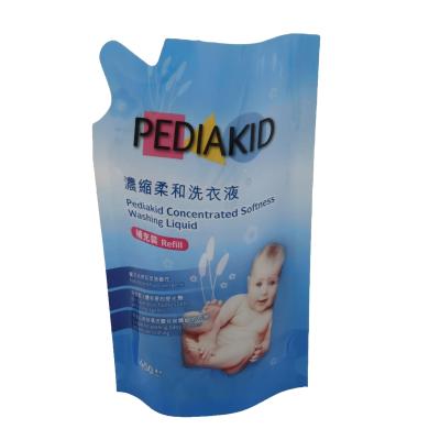 China Hot Selling Logo Detergent Package For Liquid Custom Printed Transparent/Recyclable Custom Printing Doypack Pouch Packaging With Corner Spout for sale