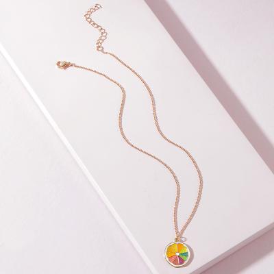 China Cute.TRENDY 2021 Cute Lemon Colorful Jewelry For Women Fashion Gold Plated Exquisite Drop Oil Fruit Necklace Party Gift for sale