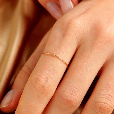 China CLASSIC Gold Fashion Korean Wedding Ring Simple Stacking Eternity Twisted Knot Link Chain Band Thin Cuban Chain Rings Jewelry for sale