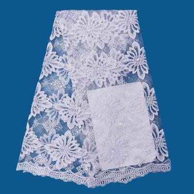 China Viable Wholesale Price African Sequins Fabric Factory White Lace Dress Lace Fabric For Wedding for sale