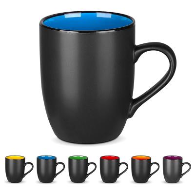 China Modern 16 Ounce Large Matte Black Porcelain Ceramic Coffee Mug for Coffee, Tea, Juice, Cocoa Blue for sale