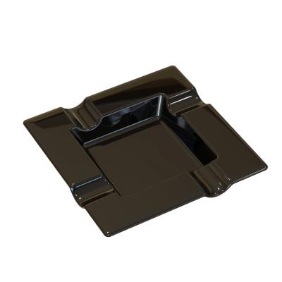 China Break-resistant & RTS 20x20x3cm anti-slip black anti-slip cut-resistant melamine square cigar ashtray for boat and caravan for sale