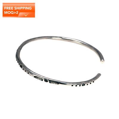 China Classic Vintage Jewelry 925 Sterling Silver Opening Type Bangle Bracelets For Men And Women for sale