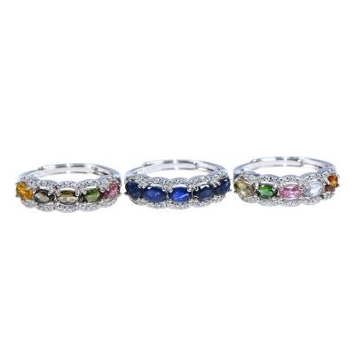 China Trendy Colorful Tourmaline Gemstone Silver Rings Fashion Jewelry 925 Women Rings for sale