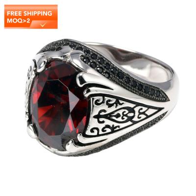 China Vintage 925 Sterling Silver Jewelry Men Rings Luxury Turkish Rings Silver Mens Crystal Ring for sale