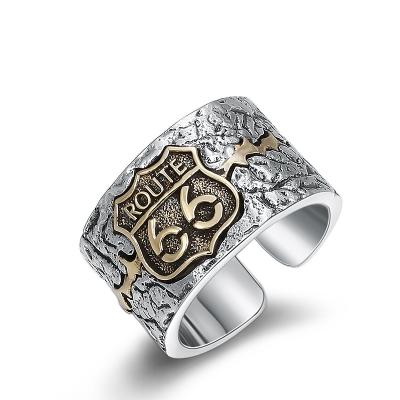 China Wholesale 925 Sterling Silver Ring Route 66 Vintage Ring Gifts Punk Silver For Men for sale