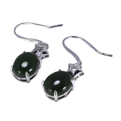 China FASHIONABLE Pentagon Pattern Emerald Gemstone Earrings Sterling Silver Earrings for sale