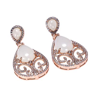 China TREND Fashion Earrings Jewelry 925 Handmade Silver Gemstone Women's Earrings for sale