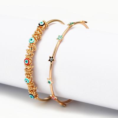 China TRENDY Blue Evil Eye Bracelet For Women Simple Open Star Bracelet Female Fashion Jewelry Gift for sale