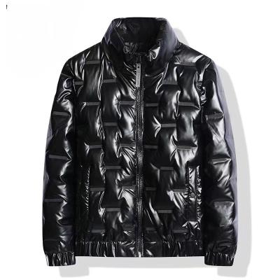 China Anti-wrinkle face support collar bright cotton padded jacket men's new winter 2022 jacket men's pure color jacket for sale