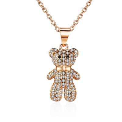 China Religious Bear Necklace Female Cute Bear Clavicle Chain Stainless Steel Jewelry for sale