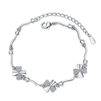 China 925 punks sterling silver plated four leaf clover bracelet ins female gift for girlfriend stainless steel jewelry for sale