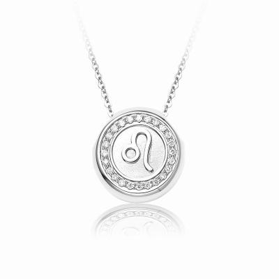 China Luxury punk 925 necklace Leo surprise birthday gift 12 zodiac signs series ladies gift silver diamond set for sale