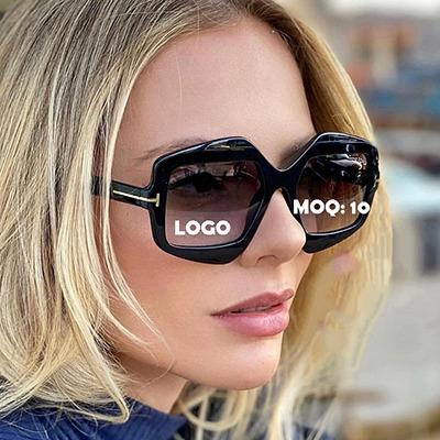 China Women Custom Made Irregular Shades Frame Retro Oversized Logo Fashion Sunglasses for sale