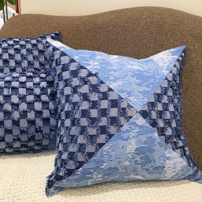 China High Quantity Denim Fabric Decorative Plaid Covers Creative Tassel Sofa Cushion Covers Decorative for sale