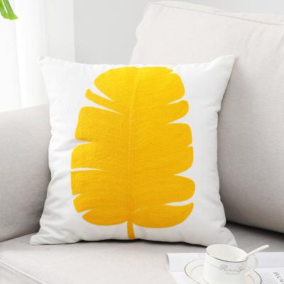 China Decorative Cushion Cover Embroidery Design Embroidered Yellow Pillow Sheets Cushion With 45x45 for sale