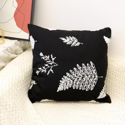 China Christmas Home Pine Decoration Decorative Pillow Covers Custom Square Picture Cotton Black Cushion Cover for sale