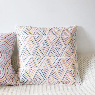 China New Custom Modern Flat Embroidered Geometric Decorative Pillow Case Home Decoration Cushion Cover for sale