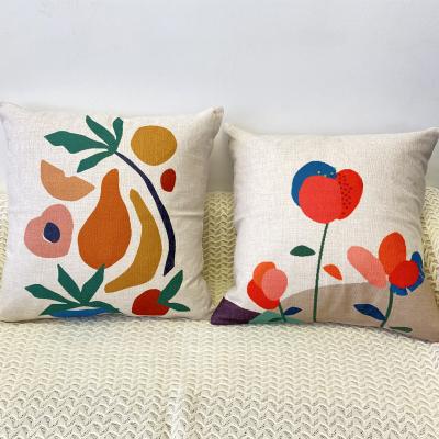 China Latest Designs Custom Fruit Decorative Polyester Pillow Cover Floral Printed White Cushion Covers for sale