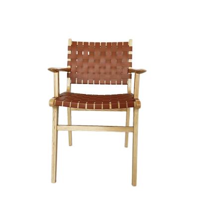 China Contemporary Manufacturer's Straight Hair Oak Frame Woven Dining Chair Wood Solid Wood Armchair for sale