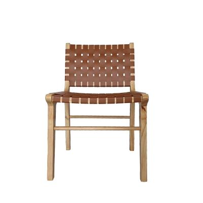 China Contemporary Hot Sale Outdoor Woven Dining Chair Rattan Side Leather Back Dining Chair for sale