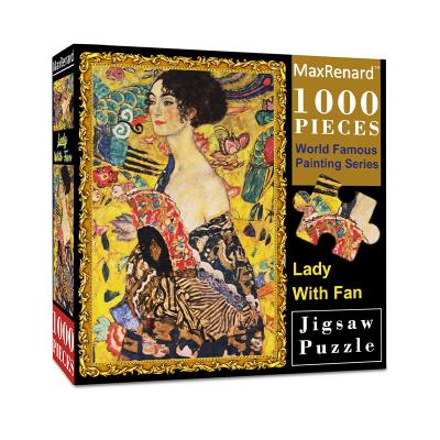 China DIY TOY High Quality Paper Cardboard 1000 Pieces Jigsaw Puzzles Jump For Adults Lady With Fan Art Painting for sale